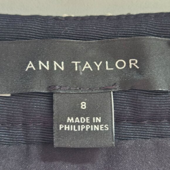 Ann Taylor Tweed Mini Skirt Black & White w/ Fringed Hem Size 8 - Picture 7 of 11